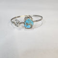 Pear-shaped sky-blue turquoise cabochon sterling silver cuff — Navajo handcrafted by Teddy
