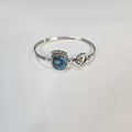 Deep blue cushion-cut turquoise sterling silver cuff — Navajo handcrafted by Teddy