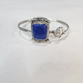 Rectangular royal blue lapis lazuli sterling silver cuff bracelet — Navajo handcrafted by Teddy