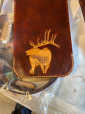 Elk Portrait Crossbody Bag (Medium) — hand-tooled and hand-painted leather, by David Bisett at DB Leather Art