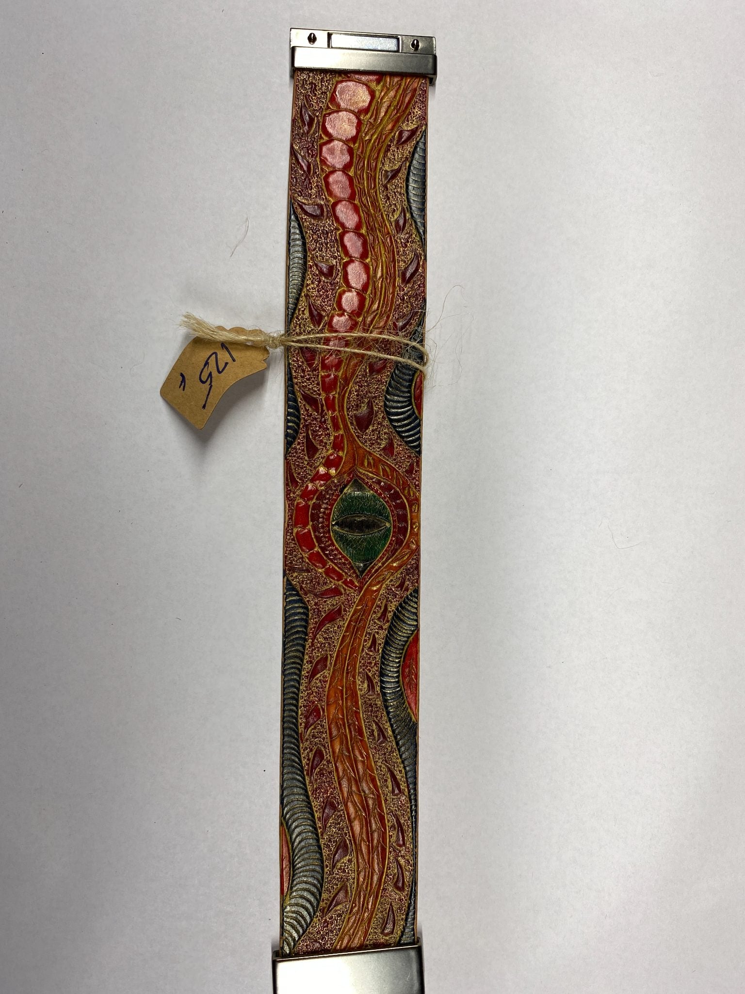 Dragon Eye Leather Cuff Bracelet — Multicolor — hand-tooled and hand-painted leather, by David Bisett at DB Leather Art