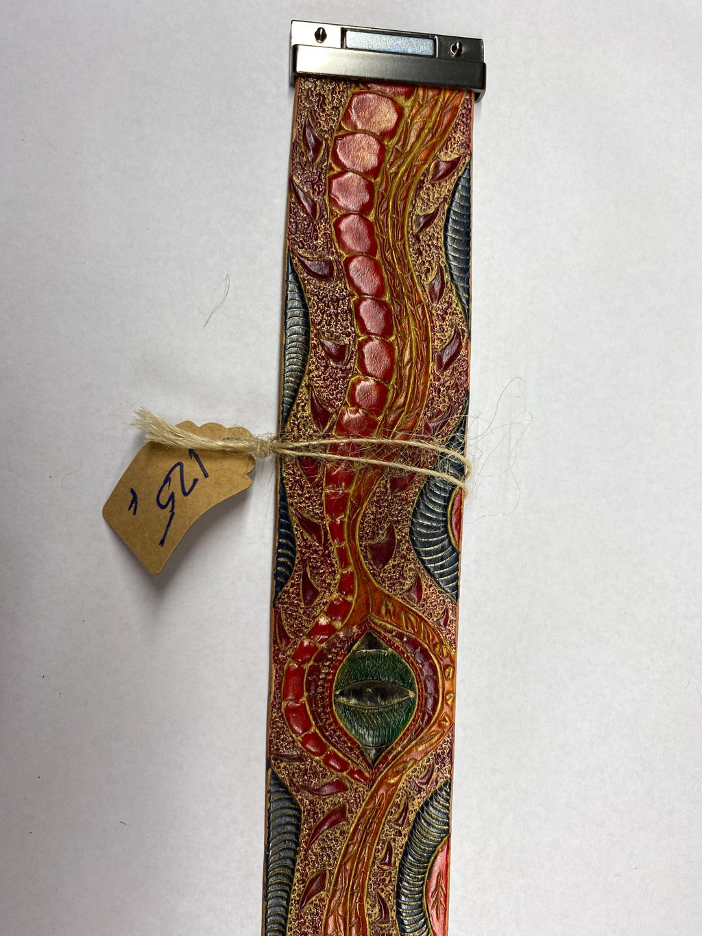 Dragon Eye Leather Cuff Bracelet — Multicolor — hand-tooled and hand-painted leather, by David Bisett at DB Leather Art
