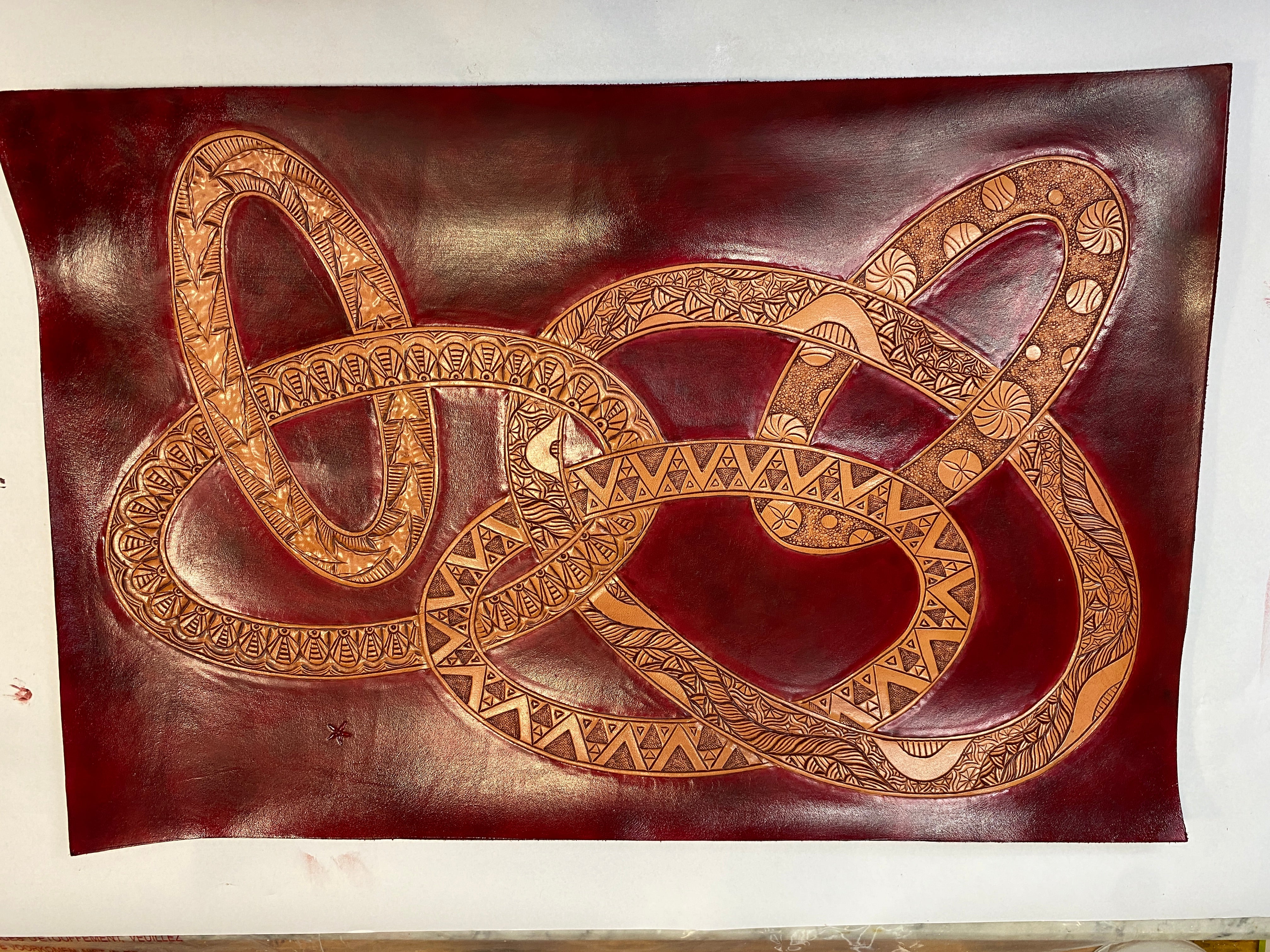 Carving the leather